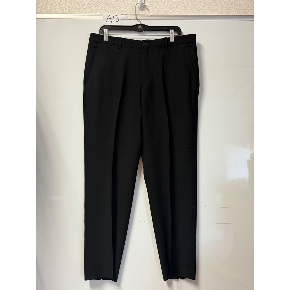 Emporio Armani Mens Black Dress Pants Flat Front Made in Italy Trousers